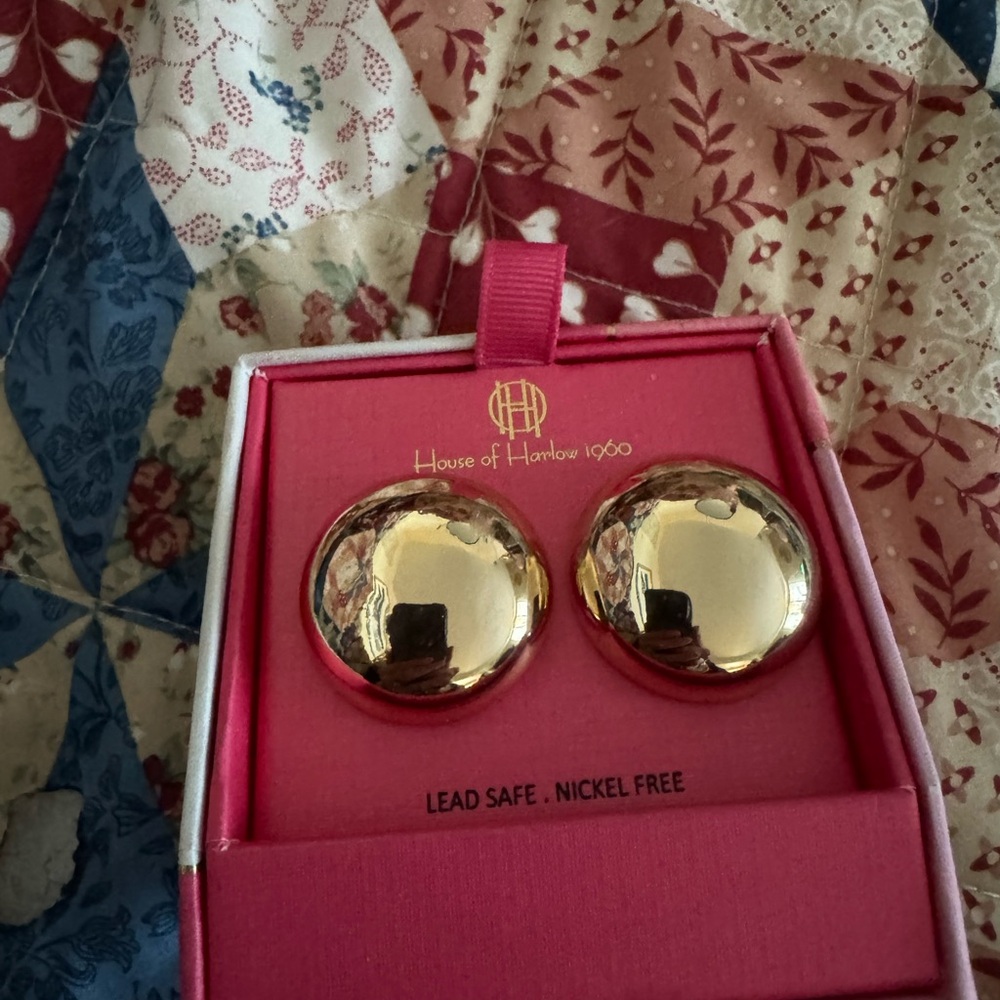 House of Harlow 1960 Shiny Gold Stud Earrings